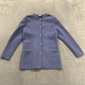 Vtg Jonelle Button Cardigan Sweater Women 10 Blue Wool Formal